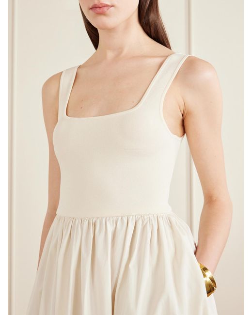 Matteau White Cotton-Poplin And Stretch-Knit Maxi Dress