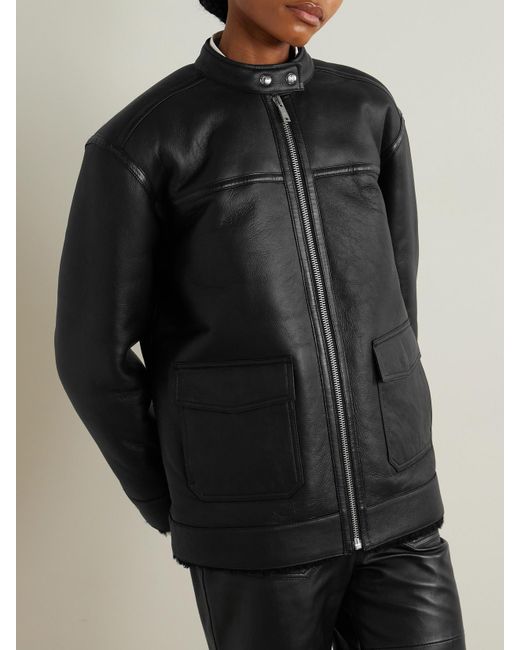 Anine Bing Black Henry Jacke Aus Shearling