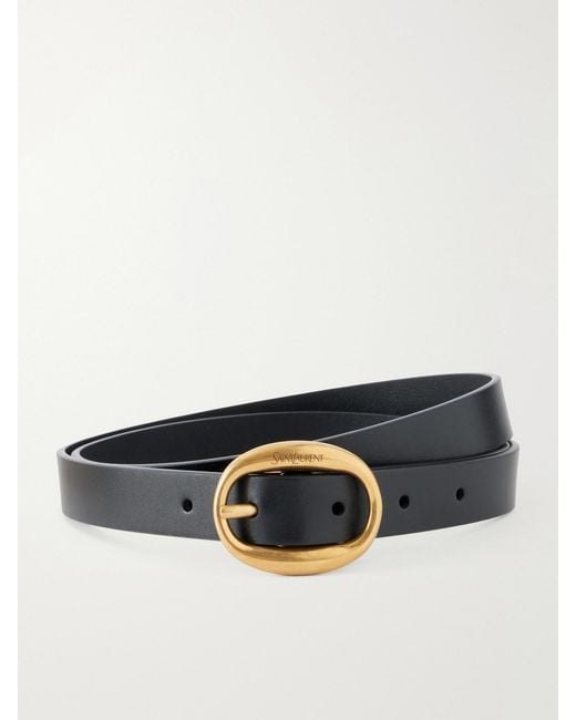 Saint Laurent Blue Logo-Engraved Leather Belt