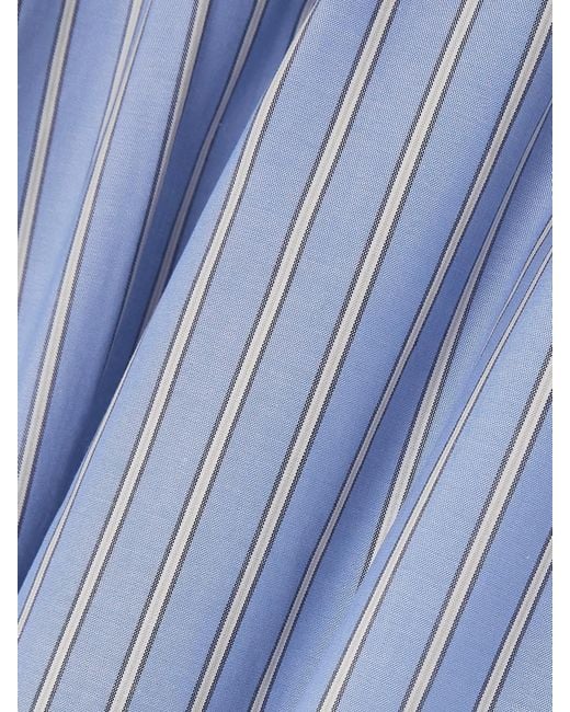 Marni Blue Pleated Striped Cotton-Poplin Midi Skirt