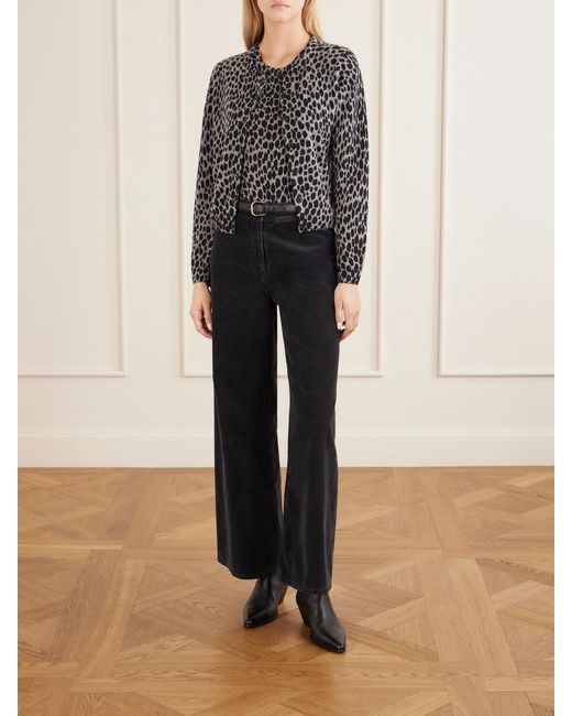 Nili Lotan Black Keelah Leopard-Jacquard Cashmere Cardigan