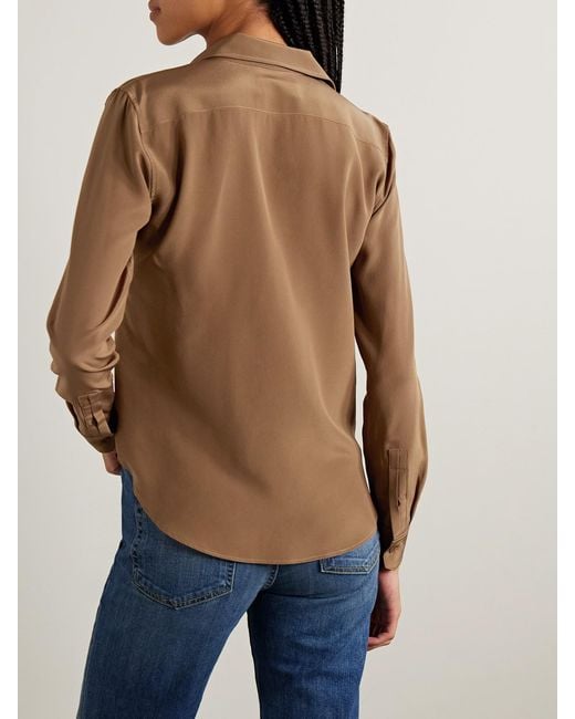 Nili Lotan Brown Gaia Silk Crepe De Chine Shirt