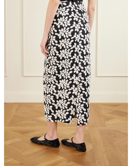 D'Estree White Monica Embroidered Midi Skirt