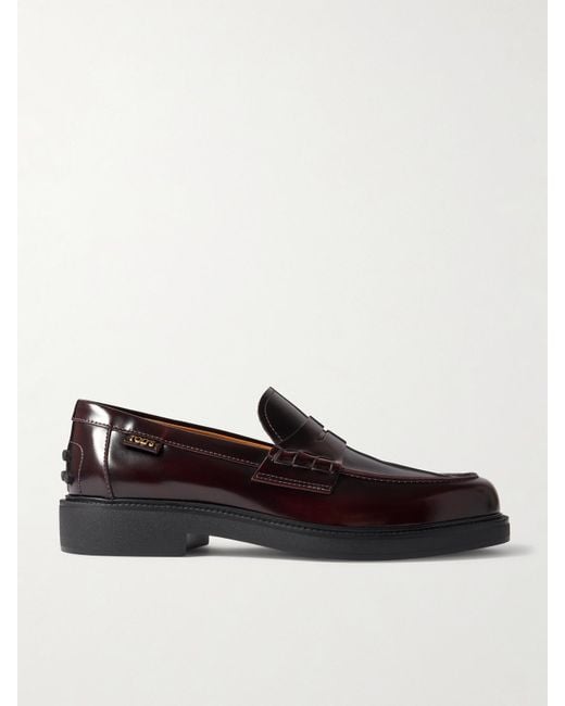 Tod's Black Glossed-Leather Loafers