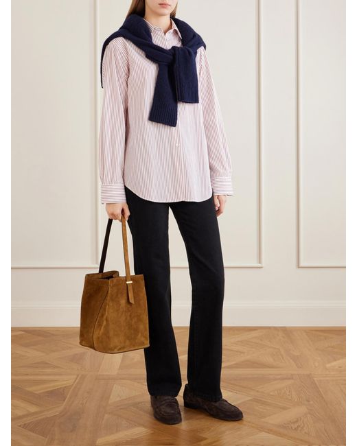 Metier Brown Tilt 22 Suede Shoulder Bag