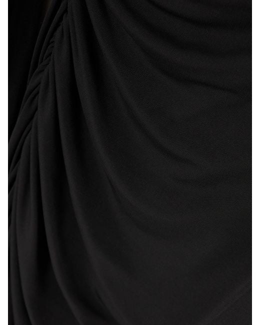 Victoria Beckham Black Asymmetrisches Midikleid Aus Stretch-Jersey Mit Raffungen Und Cut-Out