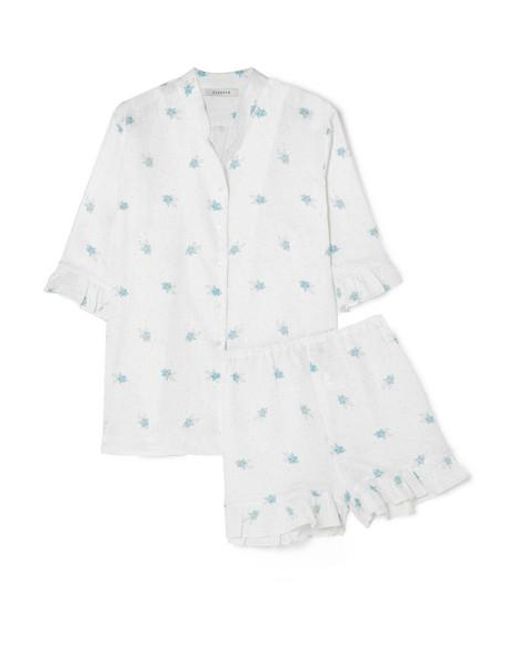 Sleeper Ruffled Floral-print Linen Pajama Set in White | Lyst Canada