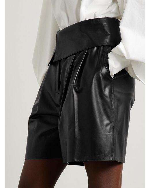 Salon 1884 Black Net Sustain Marca Layered Leather Shorts