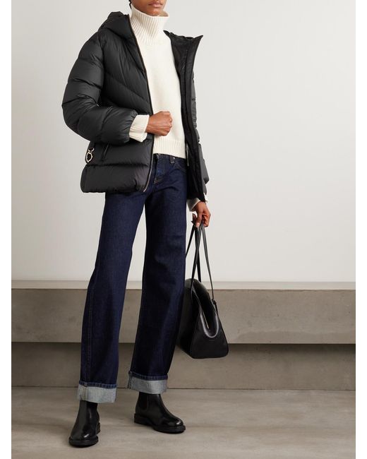 Moncler Black Brosse Belted Hooded Appliquéd Quilted Shell Down Jacket