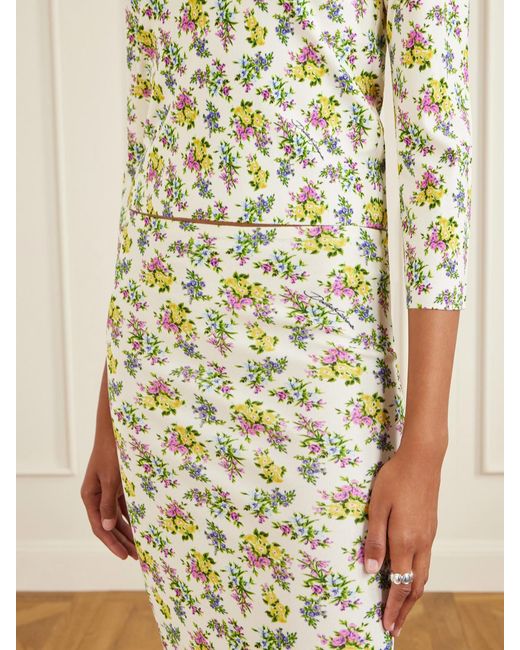 Dolce & Gabbana Metallic Floral-Print Ribbed-Knit Midi Skirt