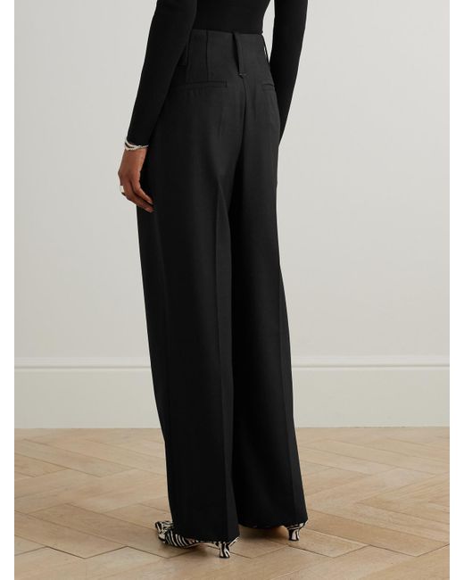 Victoria Beckham Black Cinch Hose Mit Weitem Bein Aus Twill Mit Falten
