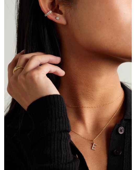 STONE AND STRAND Natural Initial 9-Karat Diamond Necklace