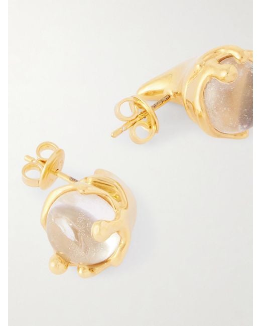 Bottega Veneta Metallic Tone Quartz Earrings