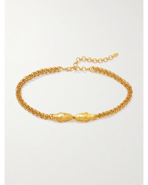 Sonia Petroff White Serpente Goldfarbener Gürtel Mit Swarovski-Kristallen