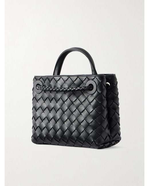 Bottega Veneta Black Mini Andiamo Intrecciato Leather Tote