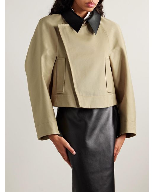 Givenchy Natural Cropped Leather-Trimmed Cotton And Wool-Blend Twill Jacket