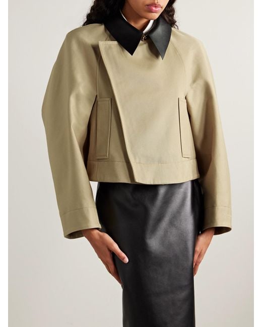 Givenchy Natural Cropped Leather-Trimmed Cotton And Wool-Blend Twill Jacket