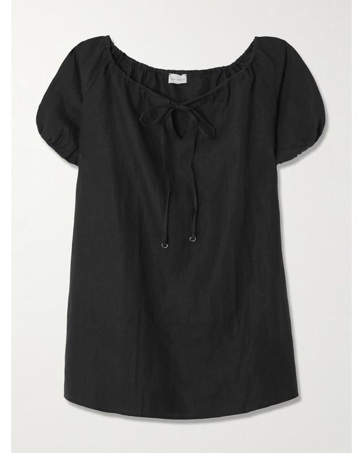 Deiji Studios Women's Black Tie-Detailed Linen Mini Dress
