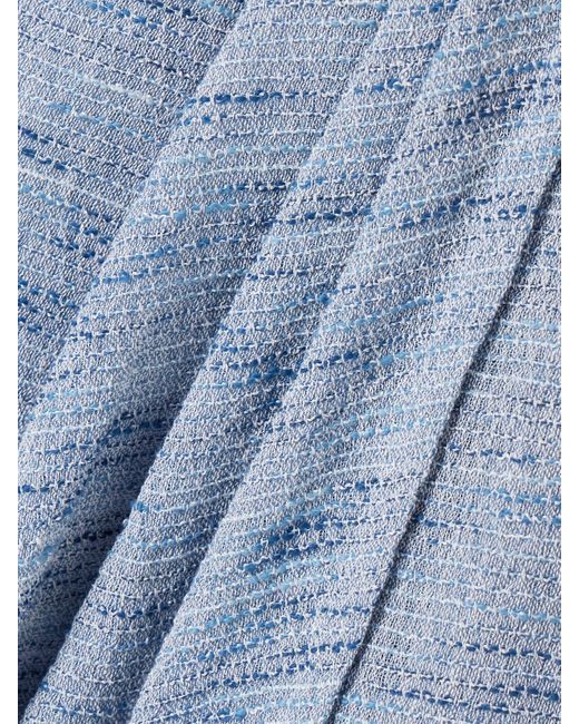 Lisa Marie Fernandez Blue Pleated Striped Linen-Blend Gauze Pareo