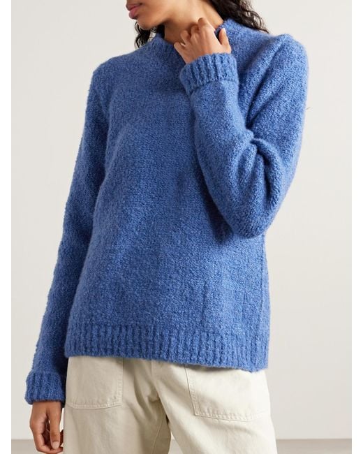 God's True Cashmere Blue Cloud Cashmere-Bouclé Sweater