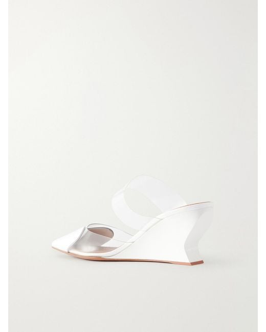 Alaïa Natural Le Cœur 60 Patent-Leather And Pvc Wedge Mules
