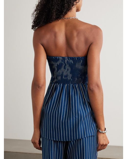 Faithfull The Brand Blue Britta Oberteil Aus Baumwoll-Twill Mit Nadelstreifen