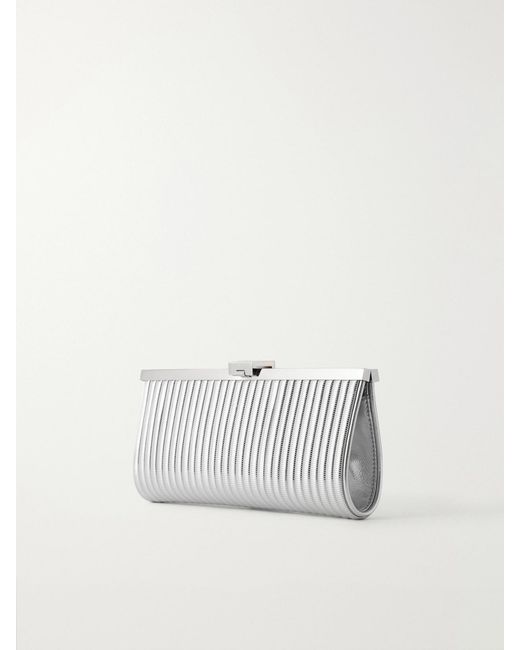 Aquazzura Natural Heatwave Metallic Leather Clutch