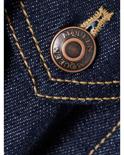 Alexander McQueen Blue Paneled Denim Mini Dress