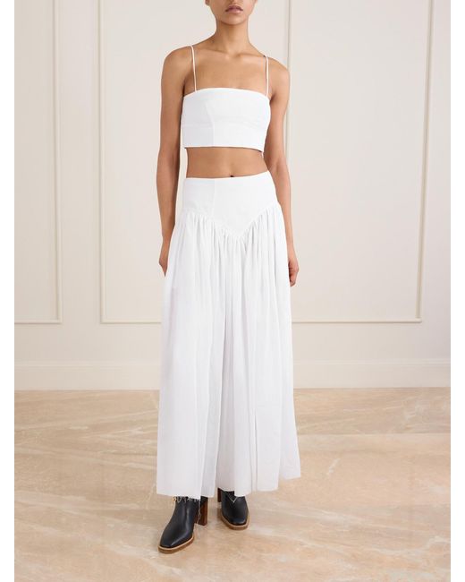 Gabriela Hearst White Blazie Cropped Linen Top