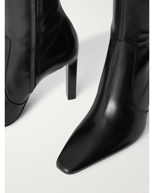 Saint Laurent Black Francoise Glossed-Leather Knee Boots