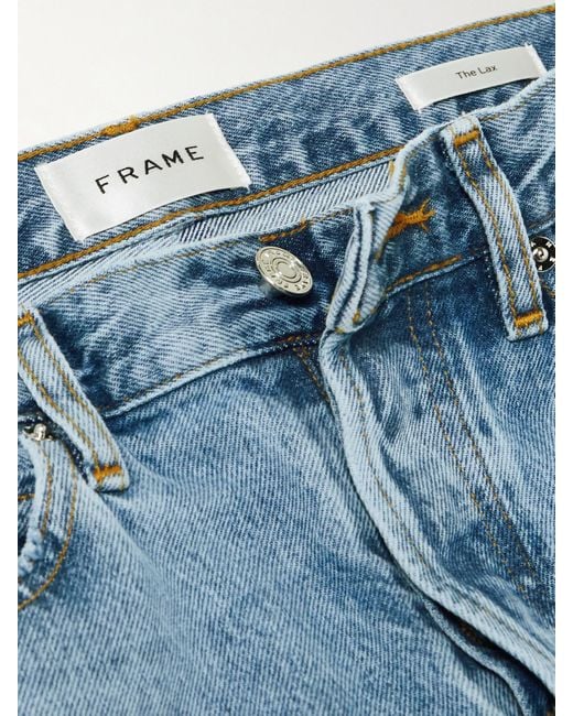 FRAME Blue The Lax Hoch Sitzende Schlagjeans Mit Distressed-Details