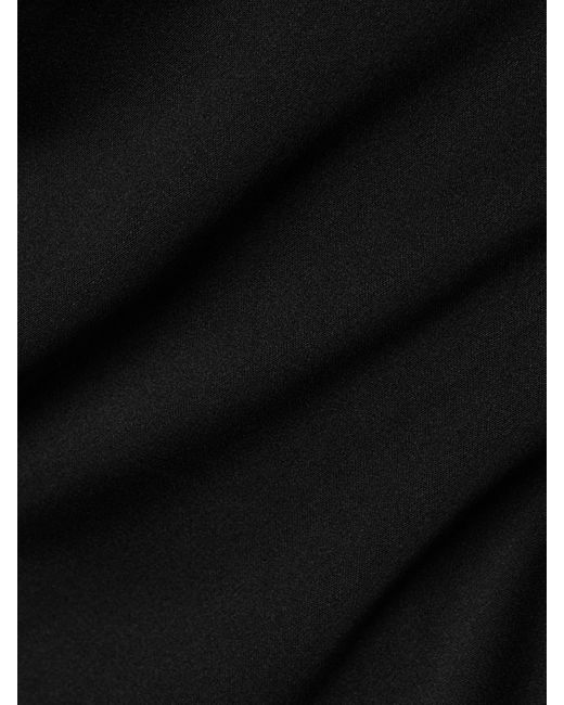 Staud Black Iris Draped Silk-Blend Satin Mini Dress