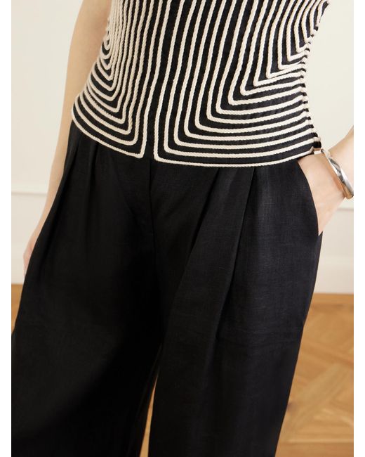 ANDRES OTALORA Blue La Promesa Linen Wide-Leg Pants
