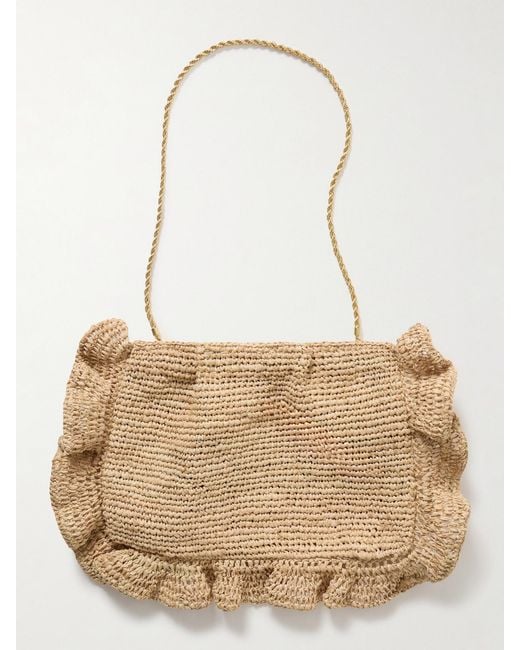 Loeffler Randall Natural Mavis Ruffled Raffia Shoulder Bag