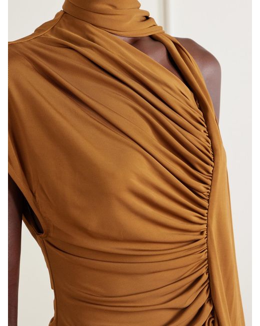 Christopher Esber White Vienna Scarf-Detail Draped Jersey Blouse