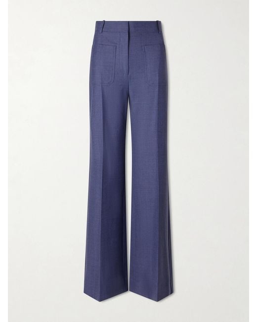 Victoria Beckham Blue Alina Woven Wide-Leg Pants