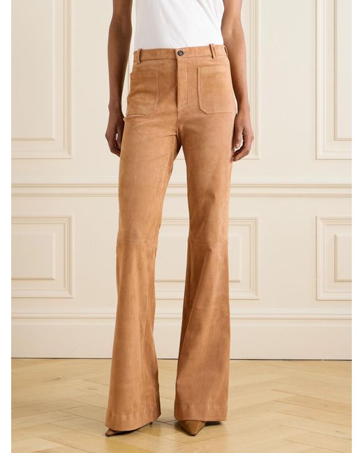 Stouls Brown Laurent Suede Flared Pants