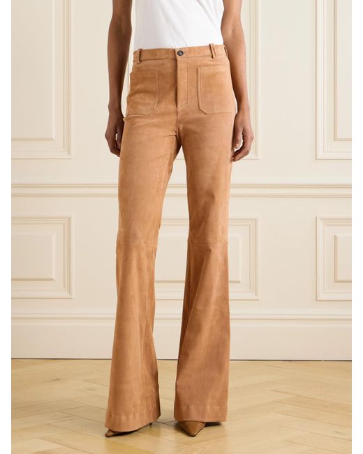 Stouls Brown Laurent Suede Flared Pants