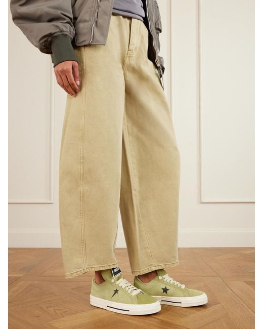 Rick Owens Green Converse Onestr Sneakers Aus Kuhhaar Mit Lederbesätzen