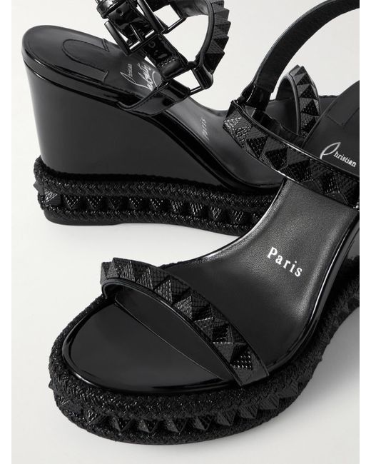 Christian Louboutin Black Pyraclou 110 Wedges Aus Leder Mit Nieten