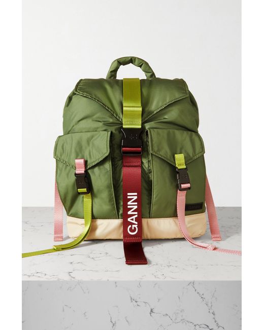 Ganni Recycledshell Backpack in Green Lyst