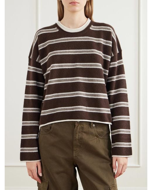 La Ligne Brown Dominick Striped Cashmere And Silk-Blend Sweater