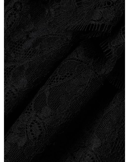 Salon 1884 Black Farrusi Lace-Trimmed Silk-Blend Satin Halterneck Thong Bodysuit
