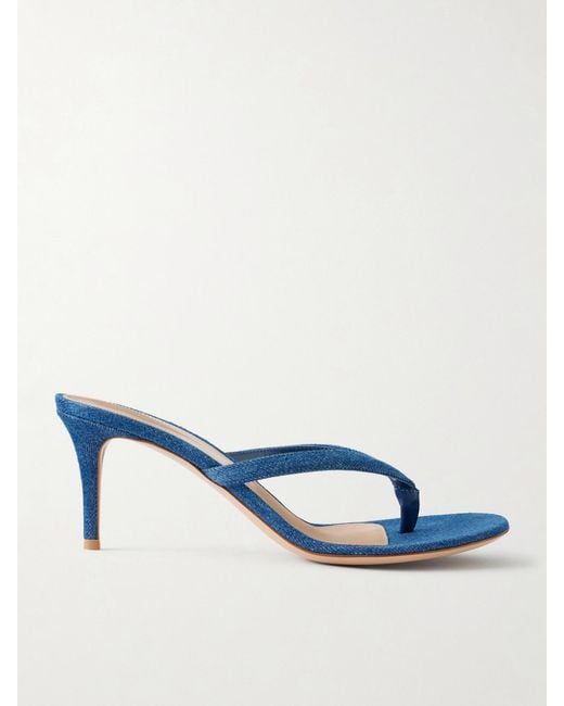 Gianvito Rossi Blue Calypso 70 Denim Sandals