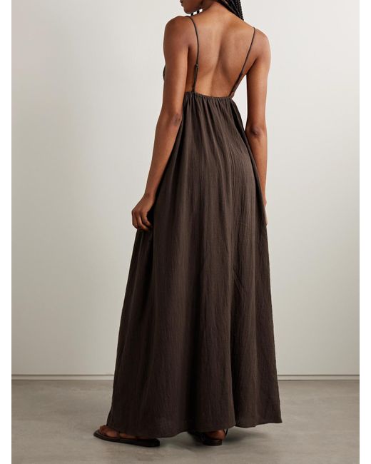 Staud Brown Hanna Maxikleid Aus Baumwollgaze