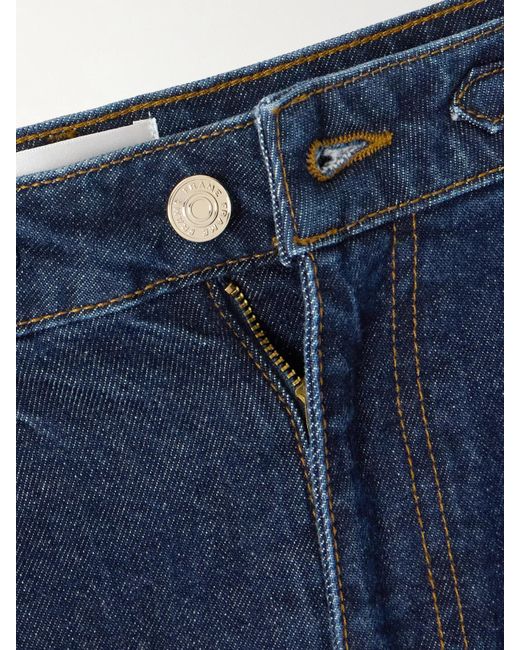 FRAME Blue Ritz Paris The Ruler Hoch Sitzende Jeans Mit Geradem Bein Und Verzierungen