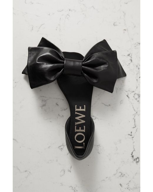Loewe Black Toy Bow-Detailed Leather Slides