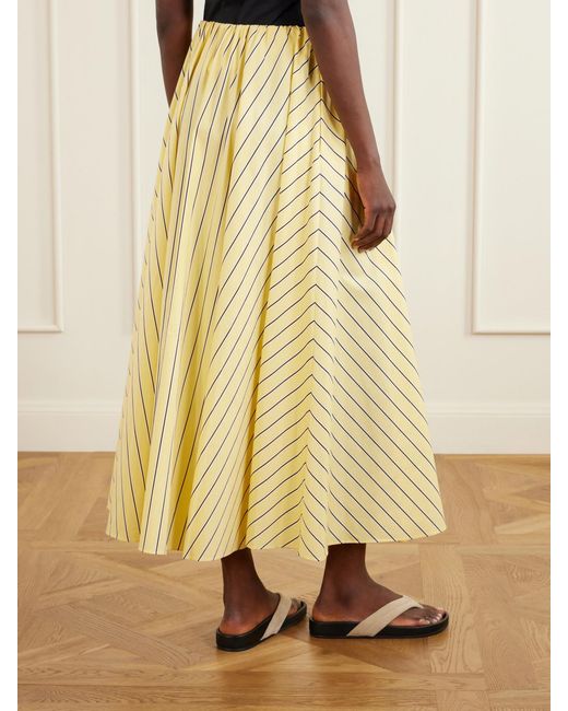 Staud Yellow Milano Striped Cotton-Blend Maxi Skirt
