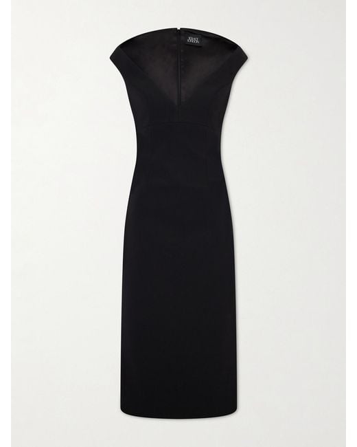 Solace London Black Monica Crepe Midi Dress