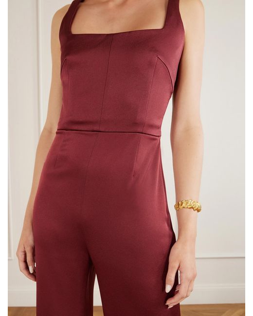 Galvan Red Geneva Sunrise Satin Jumpsuit